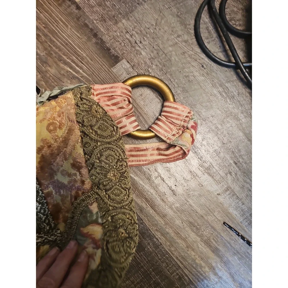 Vtg Boho Hippie Festival Purse Tapestry Fringe Earthy‎ Bag Magnet Closure Romag